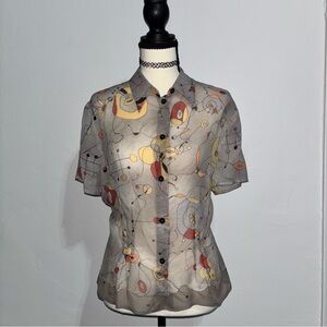 Luca Luca 100% Silk Italian Blouse Size 48
